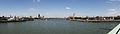 A panoramic view over the Rhine in Cologne (Germany) taken on the Severinsbrücke