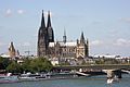 Cologne Cathedral (in the middle) and Great St. Martin Church right-hand in Cologne (Germany)