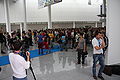 The gathering crowd of visitors on the first day of the Gamescom 2009 on which everybody can visit it