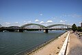 The Hohenzollernbrücke (Hohenzollern bridge) over the Rhine in Cologne (Germany)