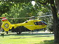 A hovering ÖAMTC helicopter