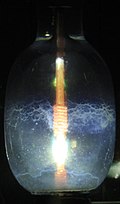 A mercury-vapor lamp in use