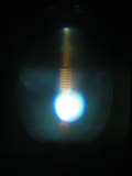Close up to a lamp of a mercury-vapor lamp