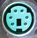 Close up to a female PS/2 connector with numbered ports