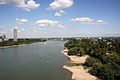 The Jugendpark in the northern part of the Rheinpark in Cologne (Germany) on the right and the Rhine on the left side