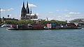 A riverboat shipping containers