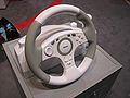 A steering wheel at Gamescom 2009 for racing games for the Nintendo Wii