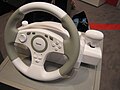 A steering wheel at Gamescom 2009 for racing games for the Nintendo Wii