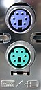 Two female PS/2 connectors for a computer keyboard and a mouse